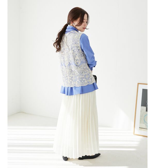 le.coeur blanc「《手洗い可能》TORRAZZO DONNAメッシュレースベスト」|ベスト・ジレ|