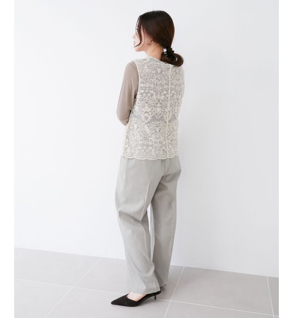le.coeur blanc「《手洗い可能》TORRAZZO DONNAメッシュレースベスト」|ベスト・ジレ|