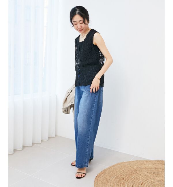 le.coeur blanc「《手洗い可能》TORRAZZO DONNAメッシュレースベスト」|ベスト・ジレ|