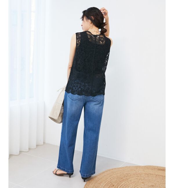 le.coeur blanc「《手洗い可能》TORRAZZO DONNAメッシュレースベスト」|ベスト・ジレ|