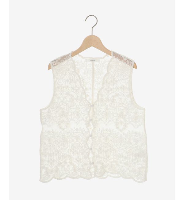 le.coeur blanc「《手洗い可能》TORRAZZO DONNAメッシュレースベスト」|ベスト・ジレ|