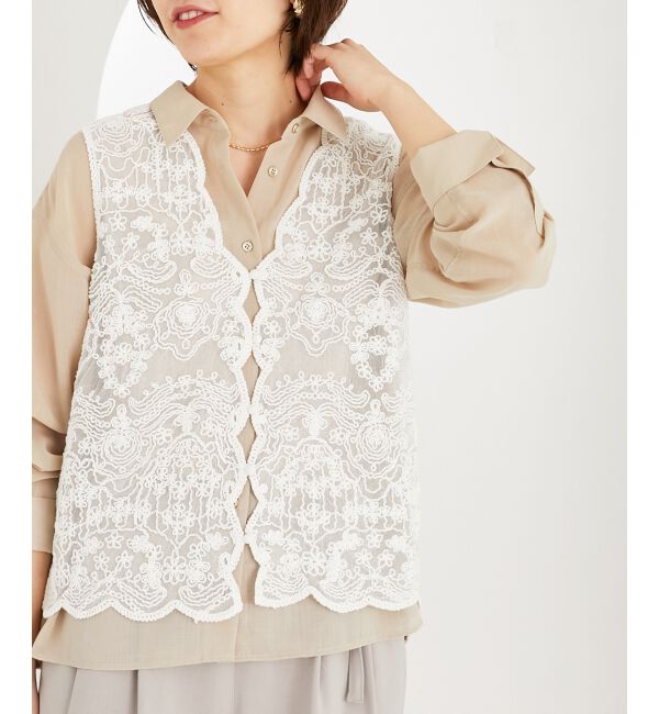 le.coeur blanc「《手洗い可能》TORRAZZO DONNAメッシュレースベスト」|ベスト・ジレ|