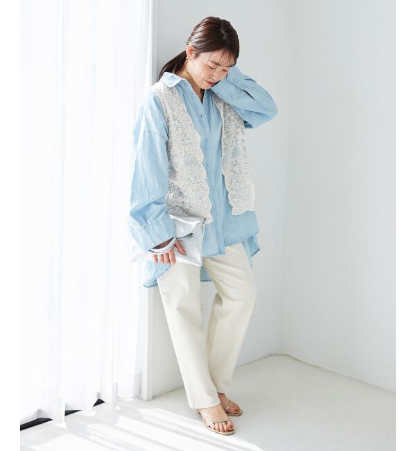 le.coeur blanc「《手洗い可能》TORRAZZO DONNAメッシュレースベスト」|ベスト・ジレ|