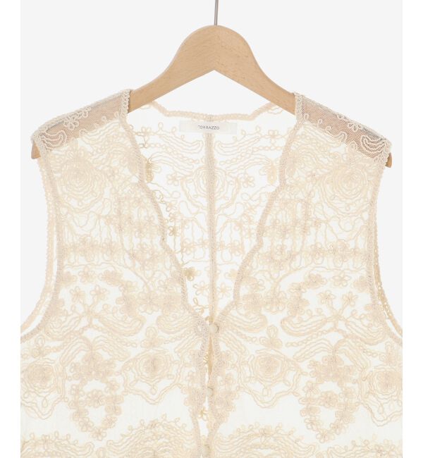 le.coeur blanc「《手洗い可能》TORRAZZO DONNAメッシュレースベスト」|ベスト・ジレ|