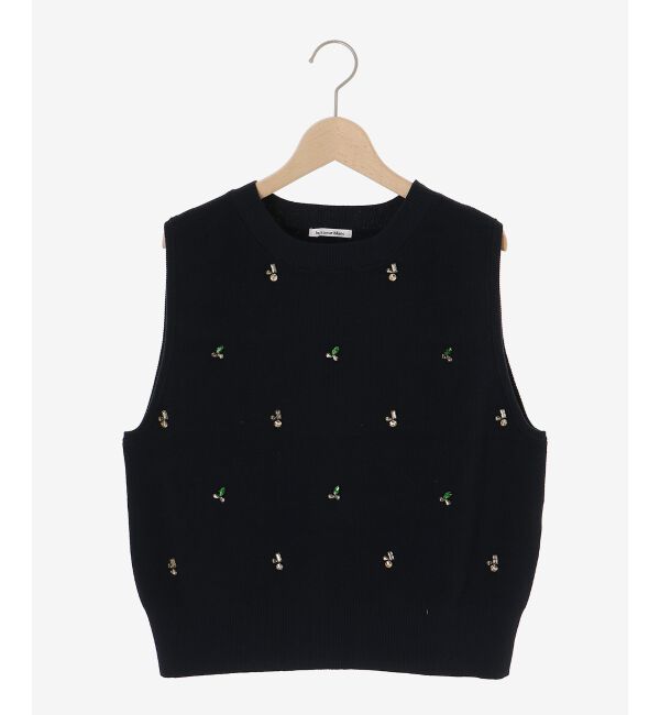 le.coeur blanc「片畦ビジューニットベスト」|ベスト・ジレ|