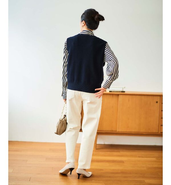 le.coeur blanc「片畦ビジューニットベスト」|ベスト・ジレ|