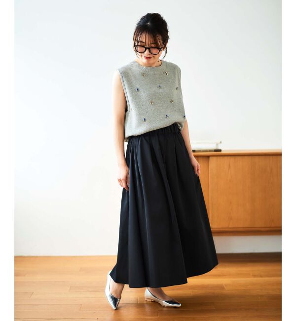 le.coeur blanc「片畦ビジューニットベスト」|ベスト・ジレ|