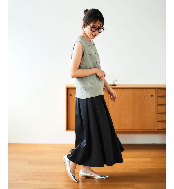 le.coeur blanc「片畦ビジューニットベスト」|ベスト・ジレ|