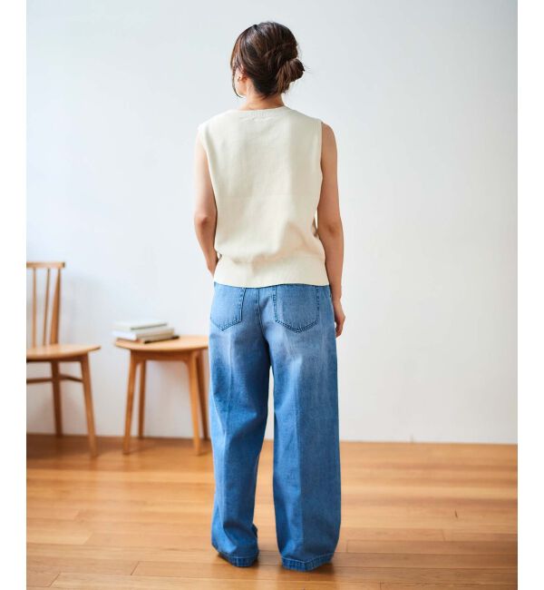 le.coeur blanc「片畦ビジューニットベスト」|ベスト・ジレ|