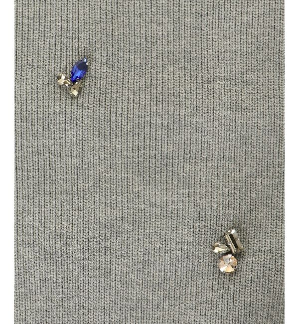 le.coeur blanc「片畦ビジューニットベスト」|ベスト・ジレ|