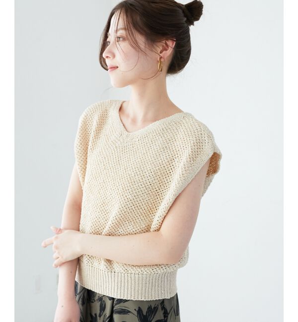  「《手洗い可能》スパンコールメッシュ2WAYニットベスト」|ベスト・ジレ|