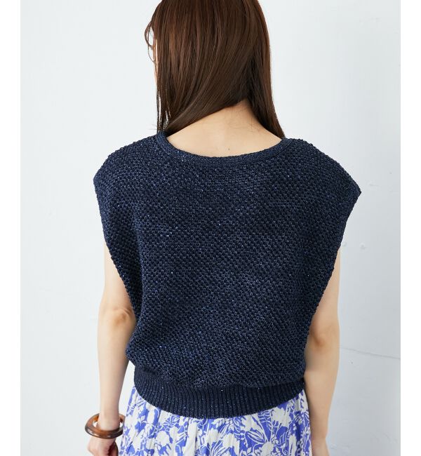  「《手洗い可能》スパンコールメッシュ2WAYニットベスト」|ベスト・ジレ|