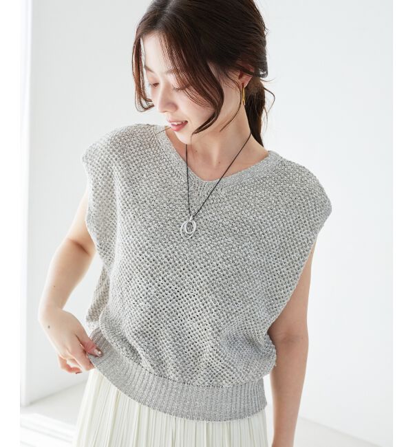  「《手洗い可能》スパンコールメッシュ2WAYニットベスト」|ベスト・ジレ|