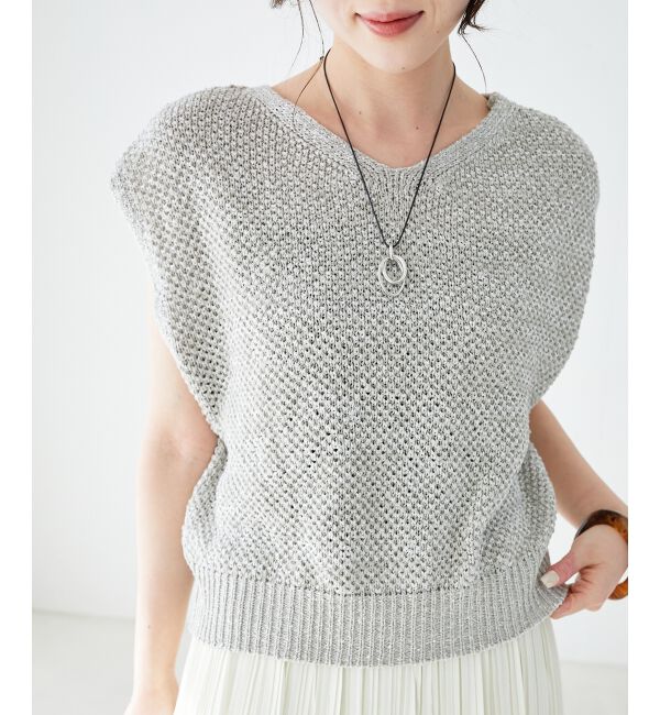  「《手洗い可能》スパンコールメッシュ2WAYニットベスト」|ベスト・ジレ|