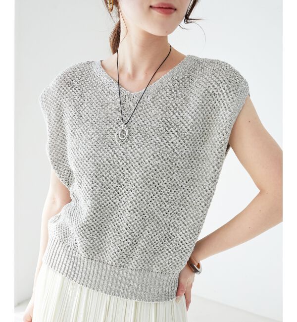  「《手洗い可能》スパンコールメッシュ2WAYニットベスト」|ベスト・ジレ|