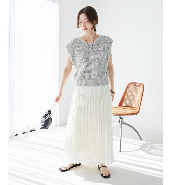  「《手洗い可能》スパンコールメッシュ2WAYニットベスト」|ベスト・ジレ|