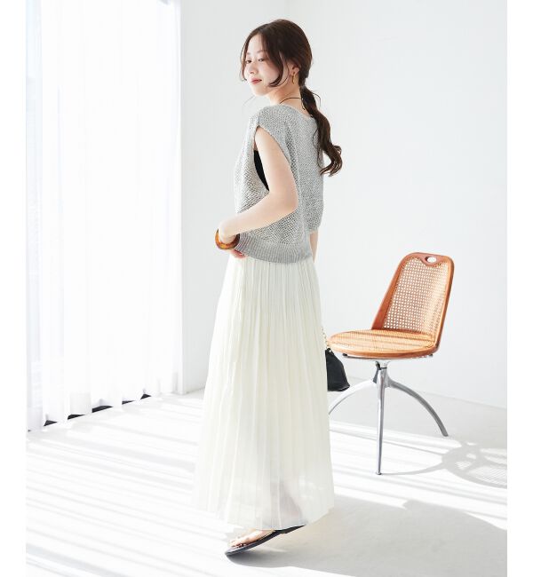  「《手洗い可能》スパンコールメッシュ2WAYニットベスト」|ベスト・ジレ|