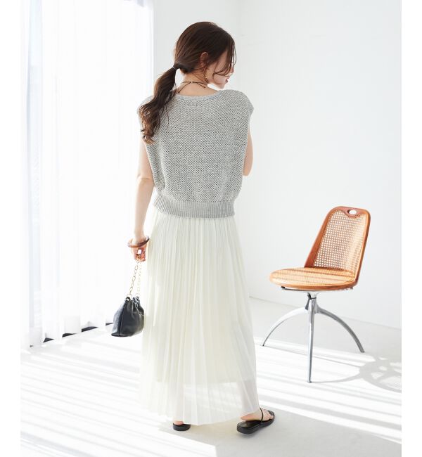  「《手洗い可能》スパンコールメッシュ2WAYニットベスト」|ベスト・ジレ|