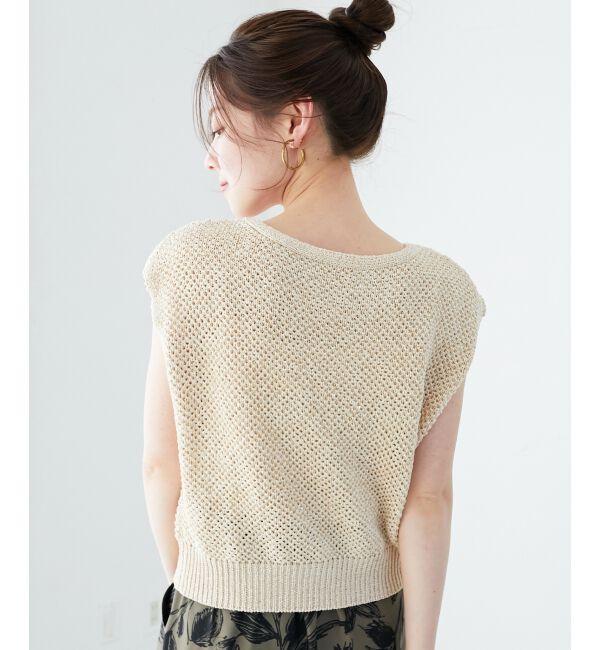  「《手洗い可能》スパンコールメッシュ2WAYニットベスト」|ベスト・ジレ|