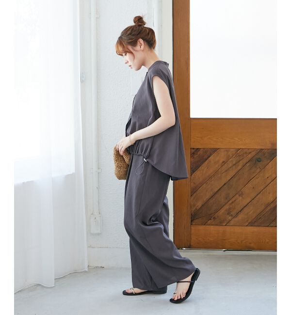  「リネンライク裾ドロストブラウス」|シャツ・ブラウス|