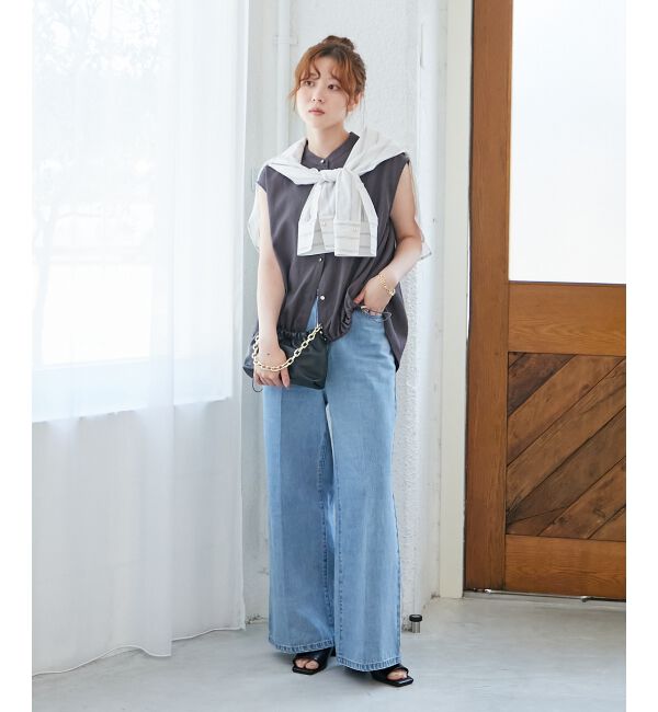  「リネンライク裾ドロストブラウス」|シャツ・ブラウス|