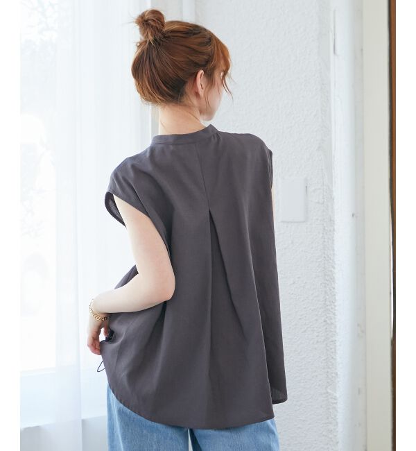  「リネンライク裾ドロストブラウス」|シャツ・ブラウス|