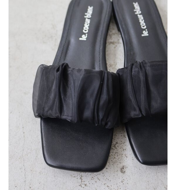  「《WEB限定アイテム》ギャザーフラットサンダル」|サンダル|