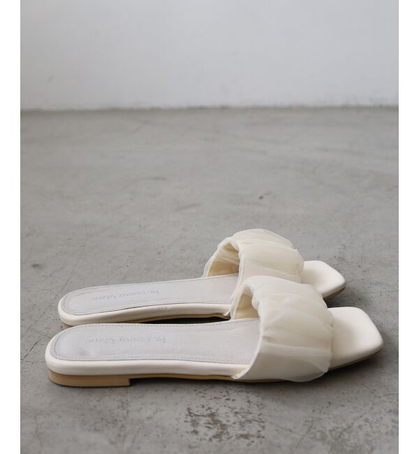  「《WEB限定アイテム》ギャザーフラットサンダル」|サンダル|