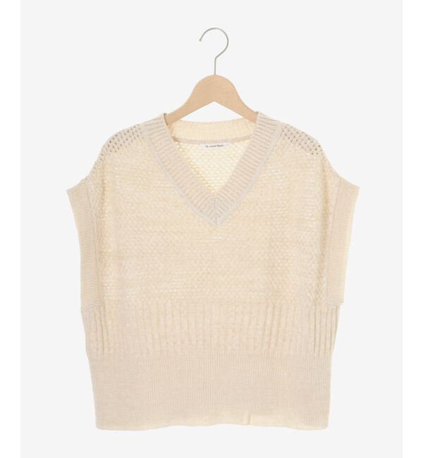  「《手洗い可能》柄編みミックスデザインニットベスト」|ベスト・ジレ|