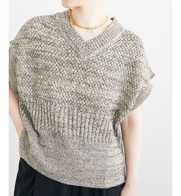  「《手洗い可能》柄編みミックスデザインニットベスト」|ベスト・ジレ|