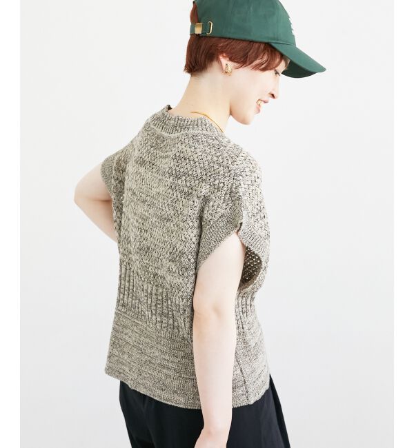 「《手洗い可能》柄編みミックスデザインニットベスト」|ベスト・ジレ|