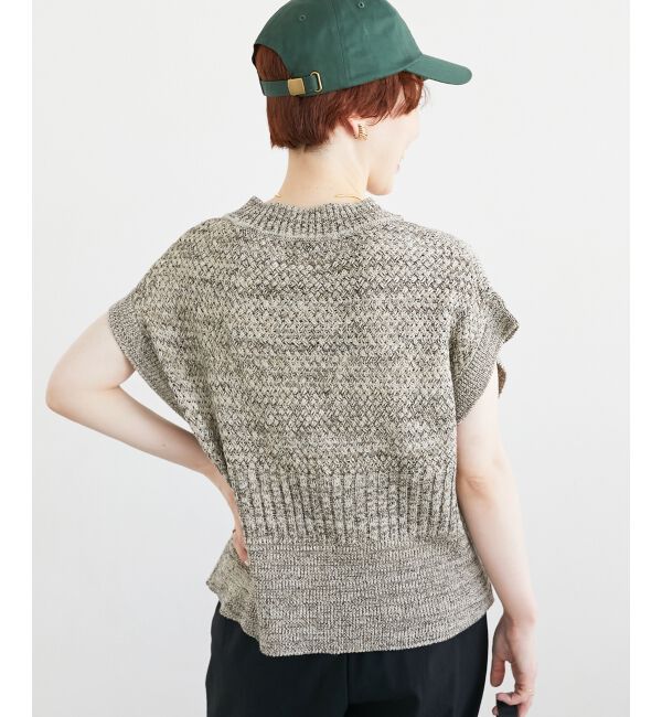  「《手洗い可能》柄編みミックスデザインニットベスト」|ベスト・ジレ|