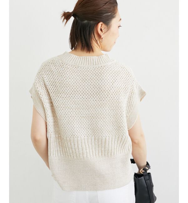  「《手洗い可能》柄編みミックスデザインニットベスト」|ベスト・ジレ|