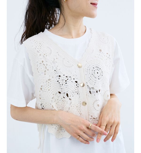  「TORRAZZO DONNAクロシェレースベスト」|ベスト・ジレ|