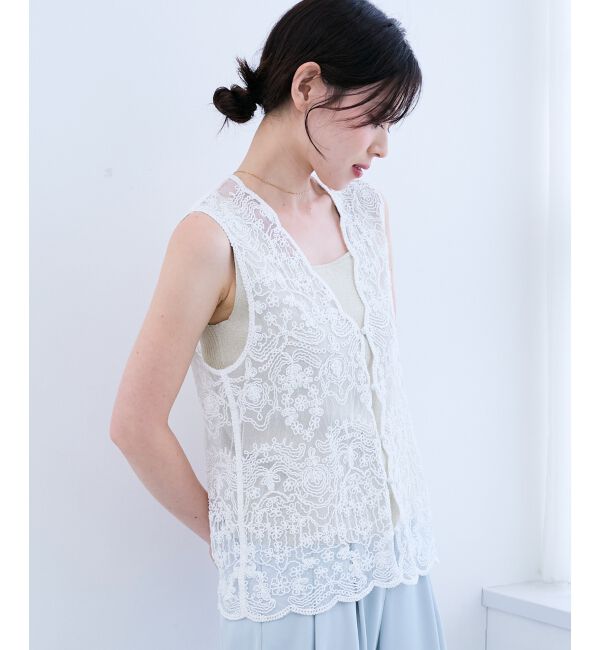  「TORRAZZO DONNAエンブロイダリーレースベスト」|ベスト・ジレ|