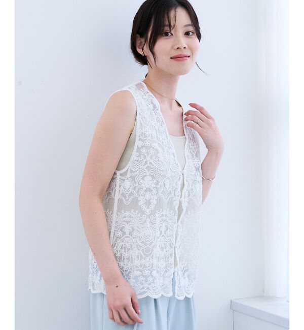  「TORRAZZO DONNAエンブロイダリーレースベスト」|ベスト・ジレ|