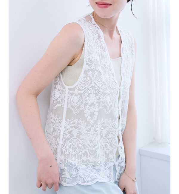  「TORRAZZO DONNAエンブロイダリーレースベスト」|ベスト・ジレ|