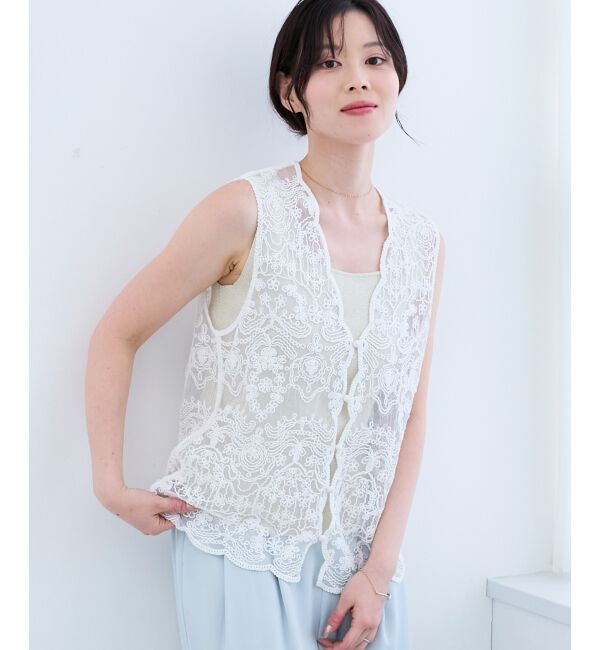  「TORRAZZO DONNAエンブロイダリーレースベスト」|ベスト・ジレ|