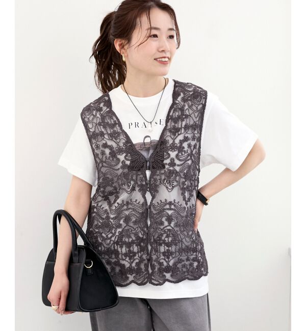  「TORRAZZO DONNAエンブロイダリーレースベスト」|ベスト・ジレ|