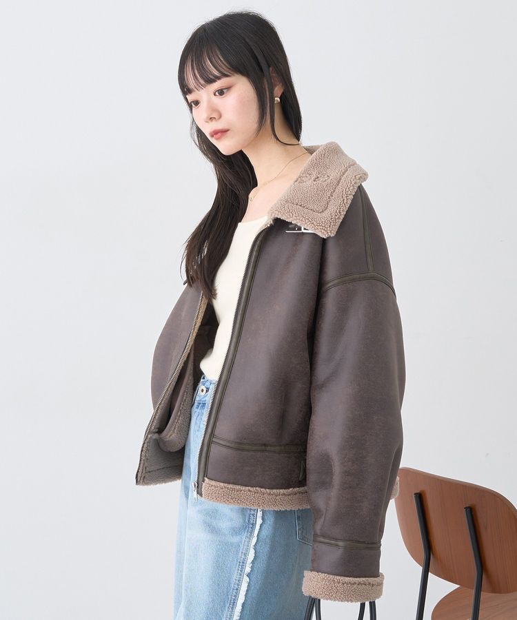 earth music&ecology「フェイクムートンジャケット」|ブルゾン・スタジャン|