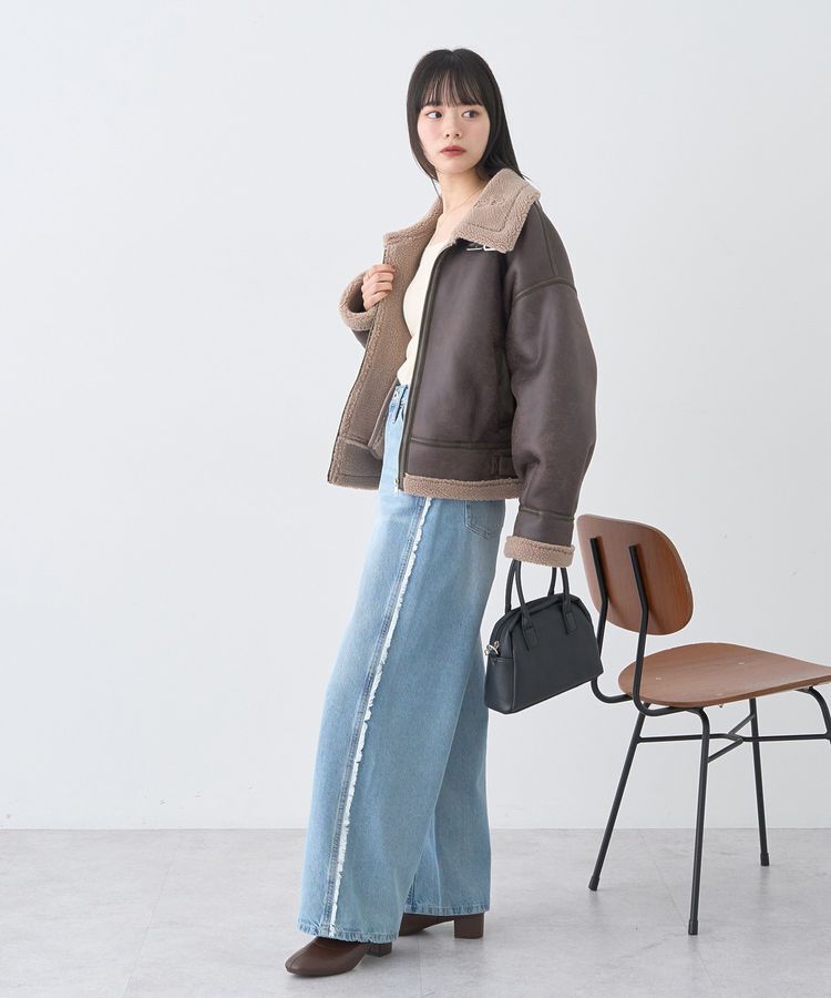 earth music&ecology「フェイクムートンジャケット」|ブルゾン・スタジャン|