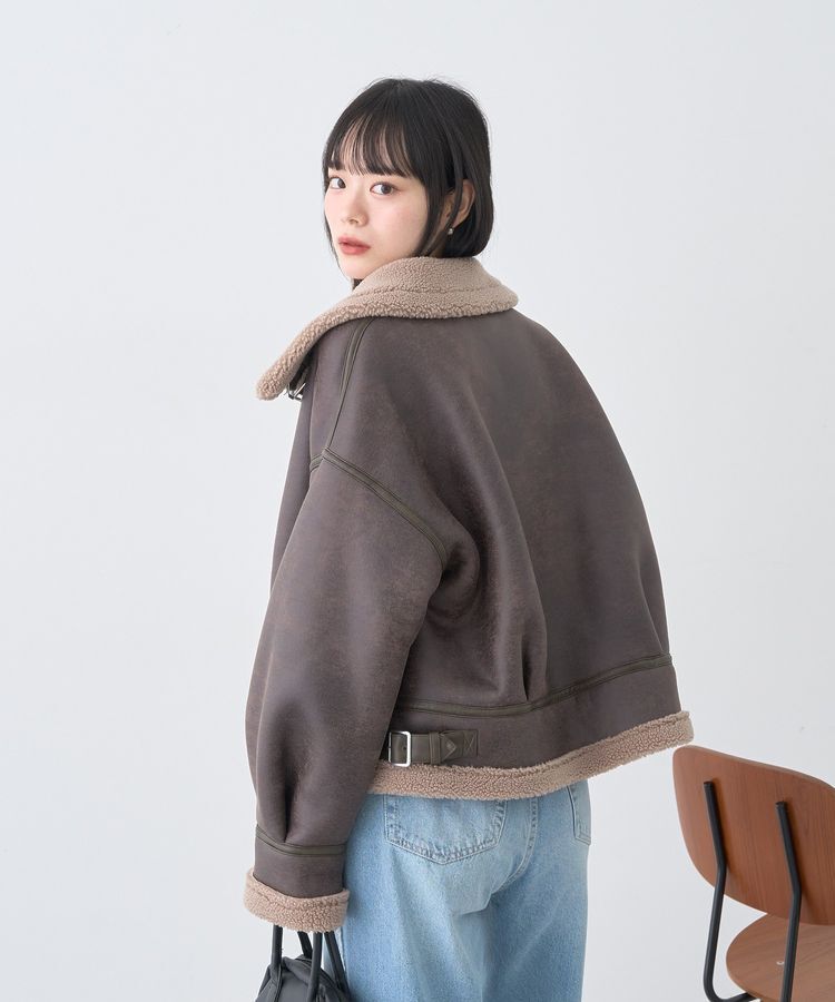 earth music&ecology「フェイクムートンジャケット」|ブルゾン・スタジャン|