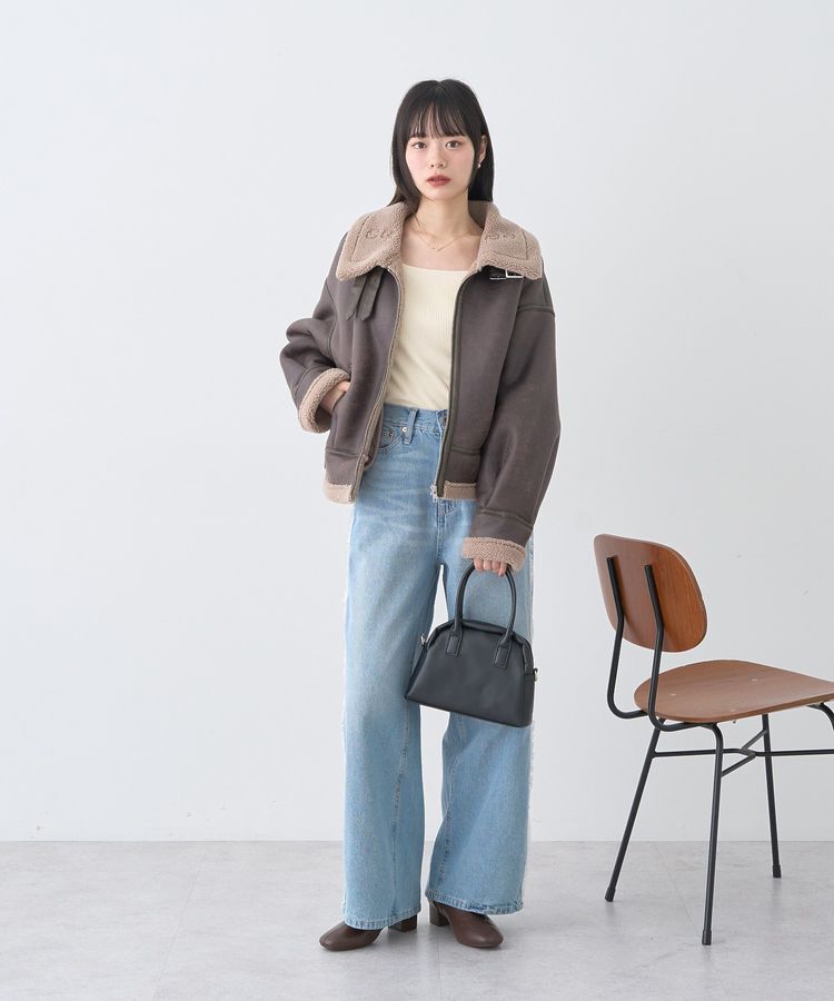 earth music&ecology「フェイクムートンジャケット」|ブルゾン・スタジャン|