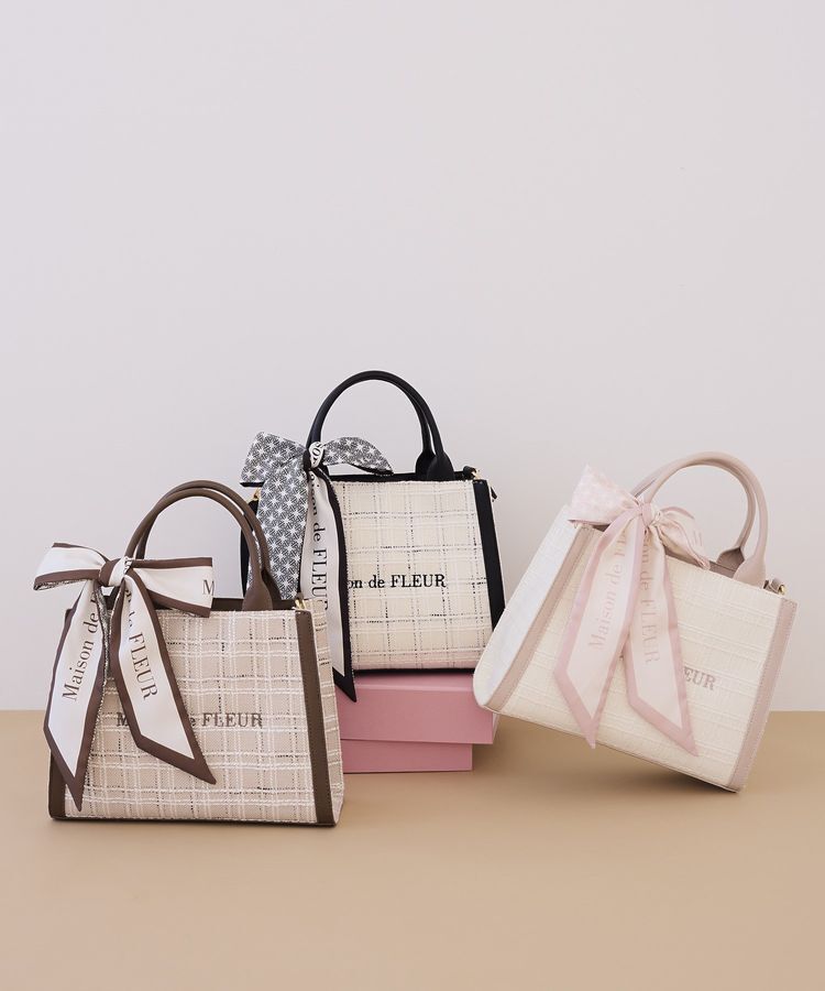 Maison de FLEUR「スカーフ付きツイード2Wayバッグ」|ハンドバッグ|