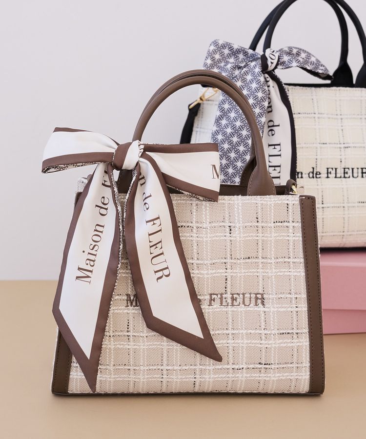Maison de FLEUR「スカーフ付きツイード2Wayバッグ」|ハンドバッグ|