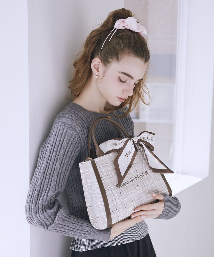 Maison de FLEUR「スカーフ付きツイード2Wayバッグ」|ハンドバッグ|
