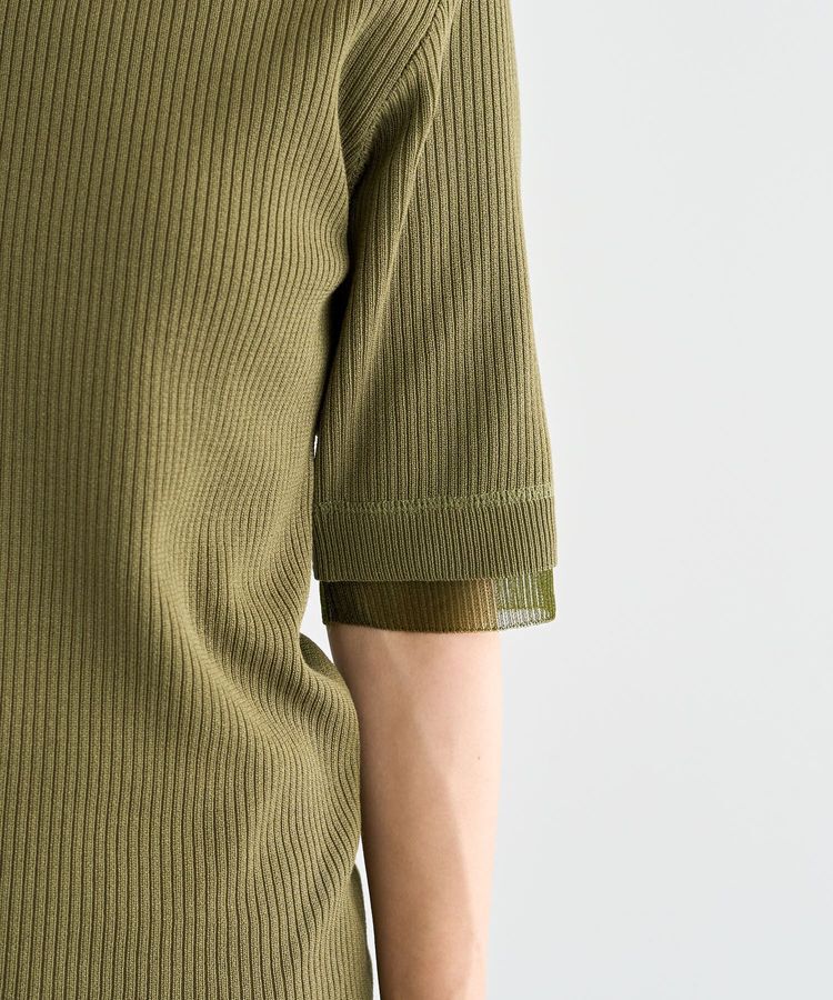 Green Parks「袖レイヤー5分袖ニットプルオーバー」|ニット・セーター|