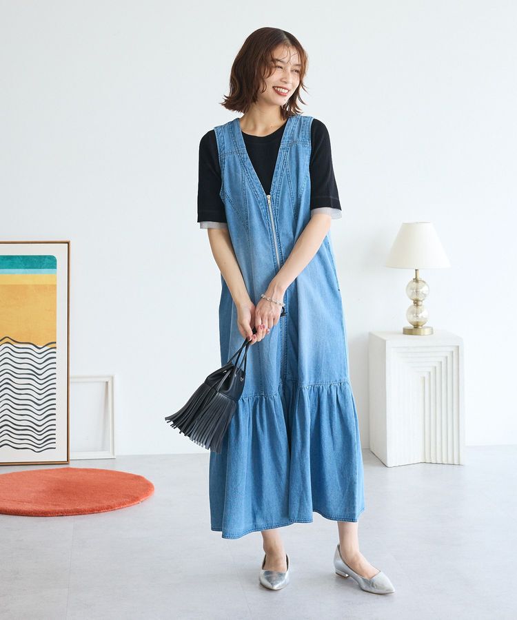 Green Parks「袖レイヤー5分袖ニットプルオーバー」|ニット・セーター|