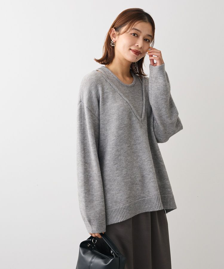 Green Parks「フェイクレイヤードVネックニットプルオーバー」|ニット・セーター|