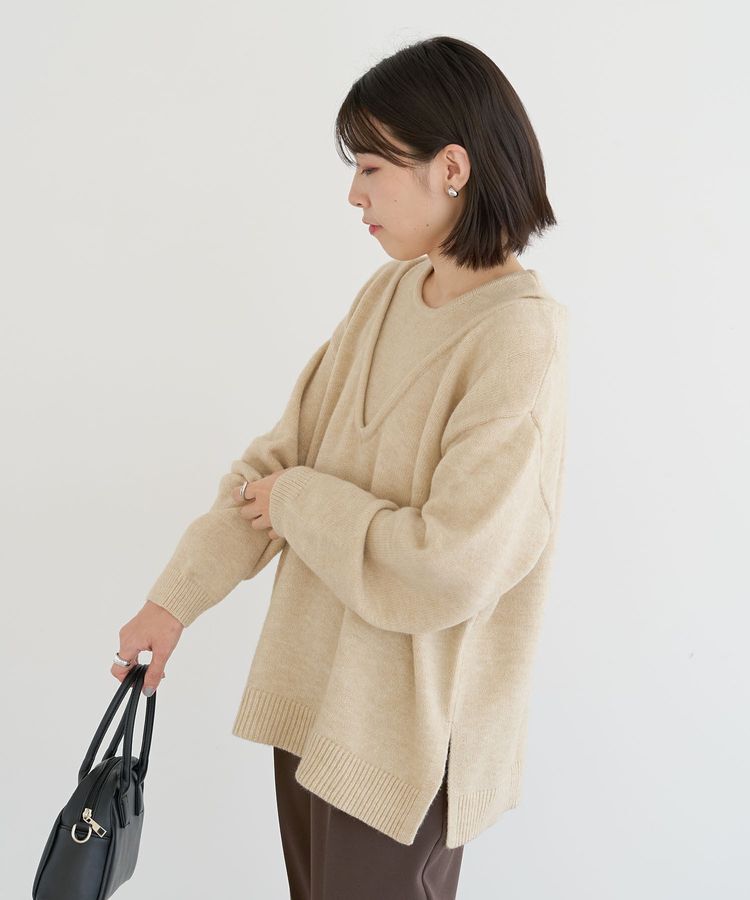 Green Parks「フェイクレイヤードVネックニットプルオーバー」|ニット・セーター|